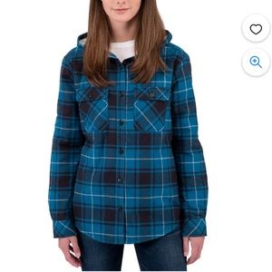 Boston Traders Sherpa Lined Quilted Long Sleeve Plush Shirt Jacket L